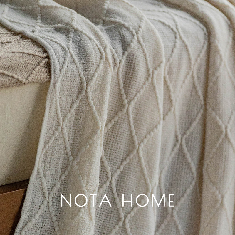 Sofa Blanket, Solid Color Knitted Blanket, Living Room Sofa Air Conditioning Blanket, Leg Blanket, Spring and Summer Single-Person Small Blanket, Light Luxury Style