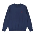 Round neck sapphire blue red label