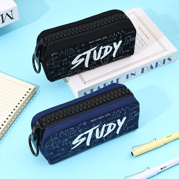 Cross-Border Foreign Trade Popular Primary School and Junior High School Students' Large-Capacity Simple and Creative Canvas Pencil Bag Niche Stationery Bag