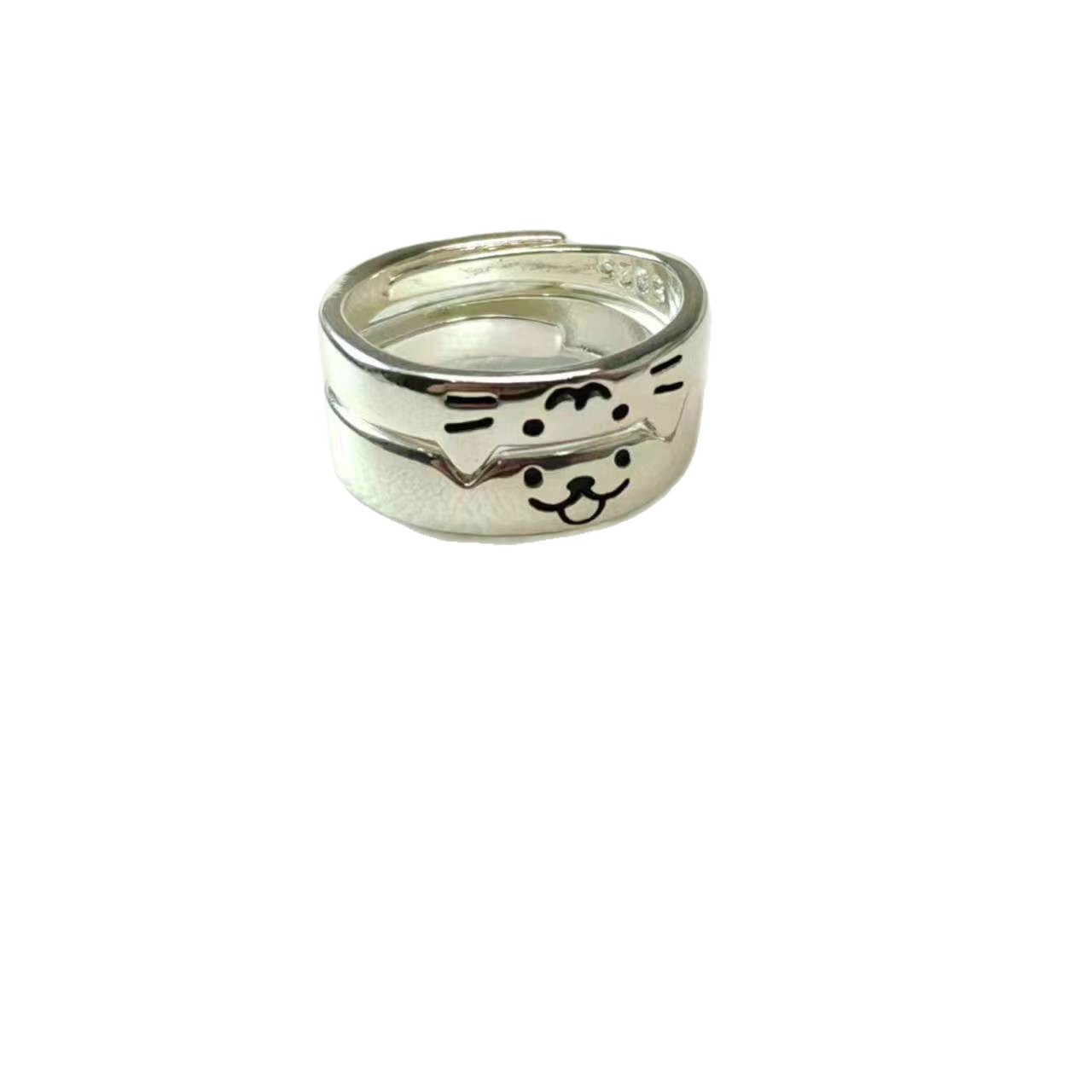 Cat and Dog Diary Rings, Kitten and Puppy Couple Rings, Personalized Niche Design, Adjustable Open-Ended Index Finger Rings