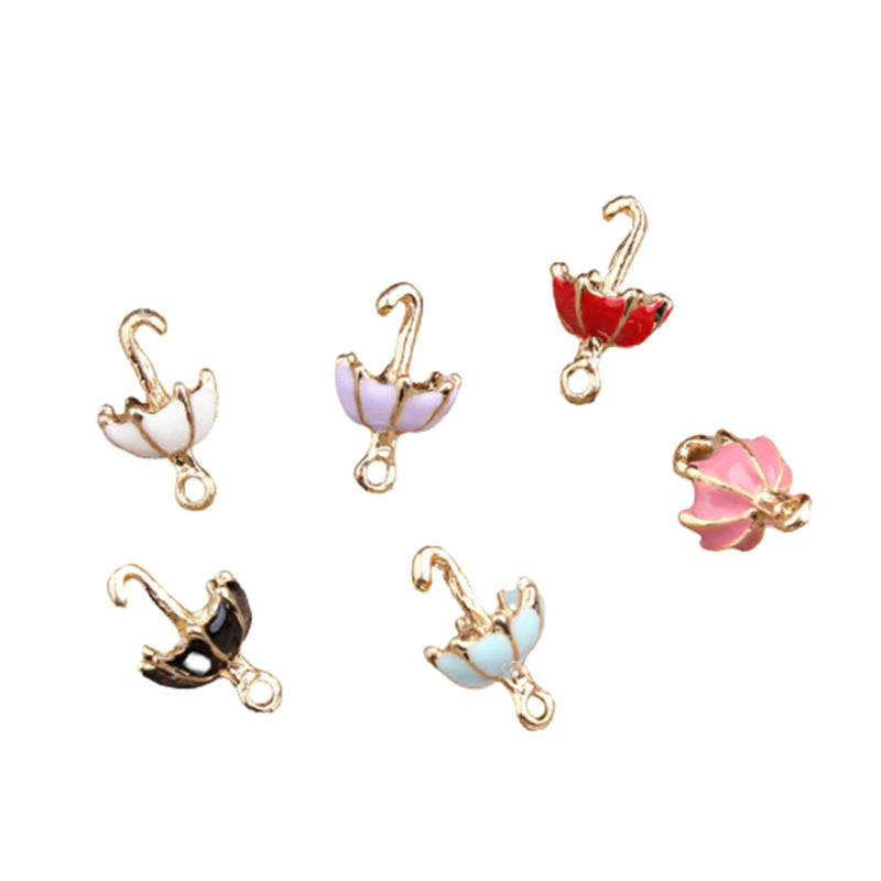 diy韩版饰品配件 K金色滴油合金小挂件手链吊坠配件立体雨伞