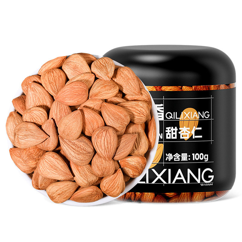 Qilixiang New Arrival Sweet Almond 100g Original Large Capsules Shelled Raw Almond Baked Soup Sweet Almond Wholesale