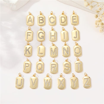 Amazon popular simple English 26 letter pendant 14k bag gold high color retaining micro inlaid zircon diy jewelry accessories