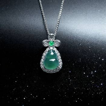Natural A-Grade Jadeite Gourd Inlaid Pendant Exquisite Versatile High-End Style Unisex Necklace Wholesale