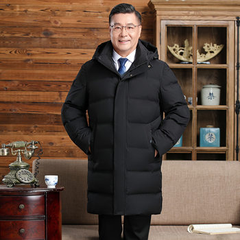 2024 Down Jacket Men's Mid-length Thickened and Slim-fit Fashionable Dad Clothes Middle-aged Grandpa Down Jacket Men's Coat