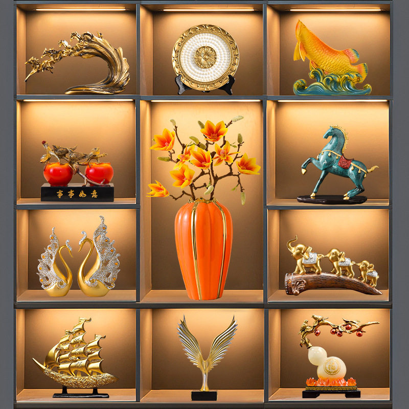 新中式高档酒柜装饰品餐边柜摆件客厅创意家居饰品室内软装装饰