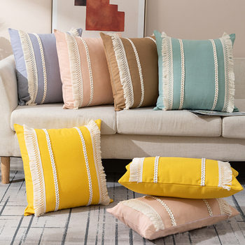 Customized Bohemian Ins Tassel Pillow Case Sofa Cushion Waist Pillow Without Core Woven Home Bedside Cushion