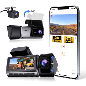 New cross-border 3-recording 2K parking monitoring 360 panoramic 3.16 inch WIFI night vision HD GPS driving recorder