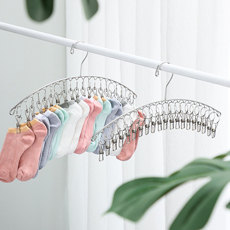 Drying Rack Multi-clip Household Hanging Clothes Stainless Steel Drying Socks Clip Dormitory Windproof Multifunctional Drying underwear Socks Clip
