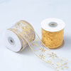 Gilding snow yarn with curved edge iron wire snowflake organza Christmas Decoration ribbon powder silver ribbon bow material