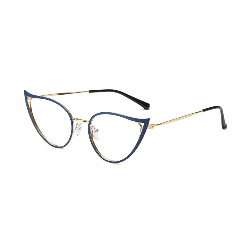New Trendy Cat-Eye Glasses Frame for Women, Anti-Blue Light Glasses, Ultra-Light Metal Retro Glasses Frame, Dual-Use