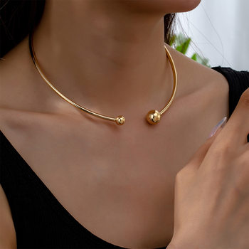 Europe and the United States cross-border new fashion simple round bead open collar temperament elegant Joker daily wear jewelry wholesale