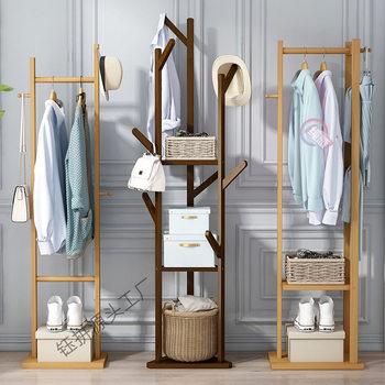 Floor-Standing Clothes Rack Simple Coat Rack Vertical Bedroom Storage Rack Home Room Indoor Bag Storage Rack
