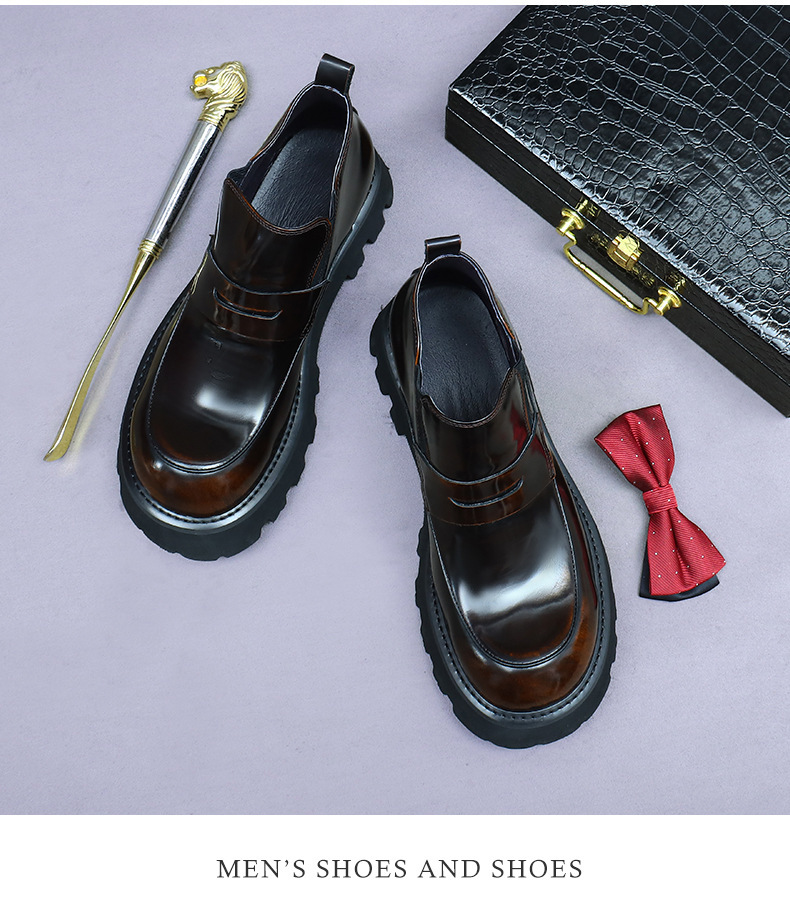 Giày Chelsea boot nam da bò thật cổ thấp dáng công sở — Màu nâu, Màu đen, Màu nâu cộng với nhung, Màu đen cộng với nhung