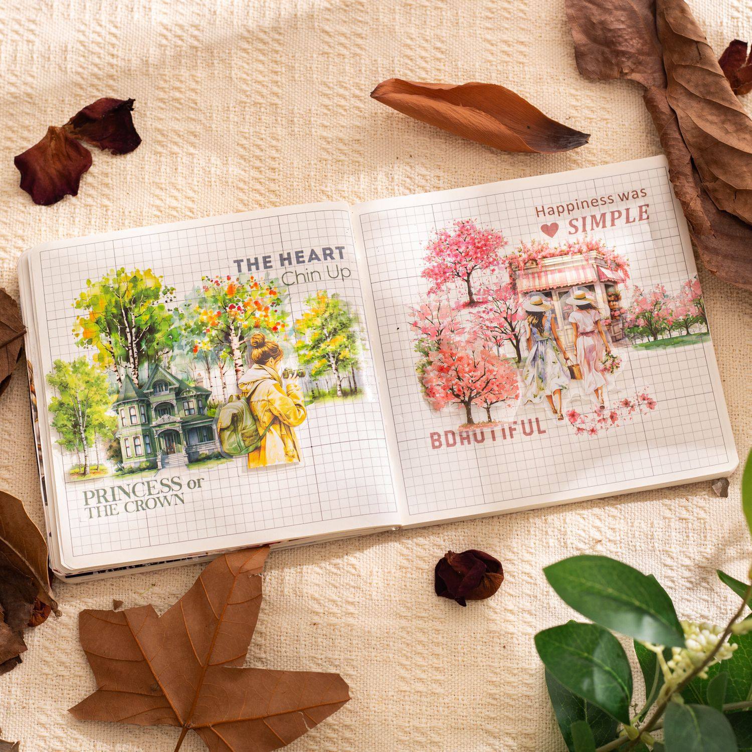 Tree and Forest Series Beautiful Day Tape Tree Forest Landscaping Handbook Material Recycling Stickers 6 Styles