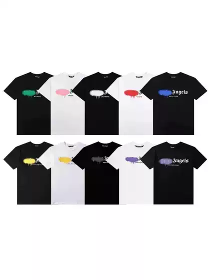 Palm Men's Round Neck Short-Sleeve Spray-Painted Graffiti Trendy Brand T-Shirt Unisex Letter Print