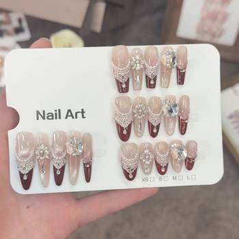 Red Makeup--New Year's Red Color Scheme, Versatile, Fashionable, Brightening, Detachable, Handmade Wearable Nails, Manicure, Wearable Nails