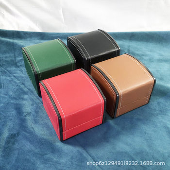 Factory Direct Sales Pu Leather Watch Box Curved Flip Watch Box European Leather Watch Jewelry Gift Storage E18