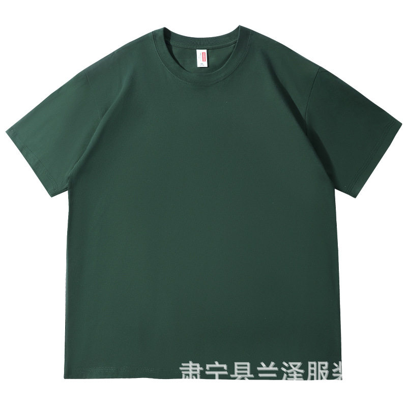 230 grams of American heavy short sleeve men's and women's shoulder bottoming solid color T-shirt class clothes custom logo T-shirt wholesale