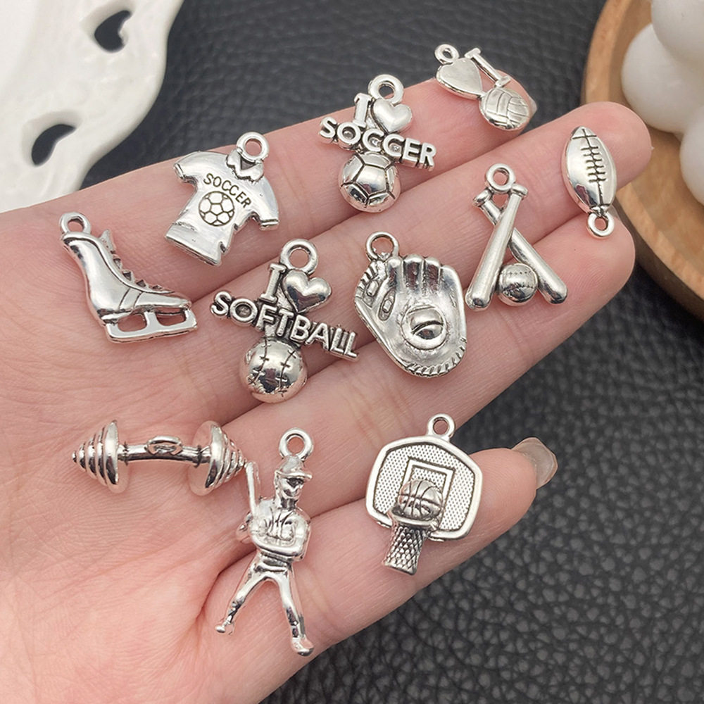 70款运动系列合金饰品配件DIY项链手链吊坠服饰篮球啦啦队小挂件