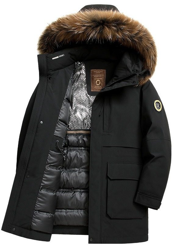 Hooded Design, Windproof and Coldproof, Heightened Stand-Up Collar, Elastic Drawstring, Freely Adjustable, No-Wash and Splash-Proof down Jacket