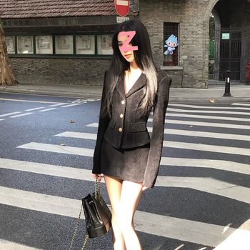 Pure Lust Style Slimming Look Suit for Women 2025 Autum Suit Jacket Feminine Slimming Look Skirt Two-Piece Set