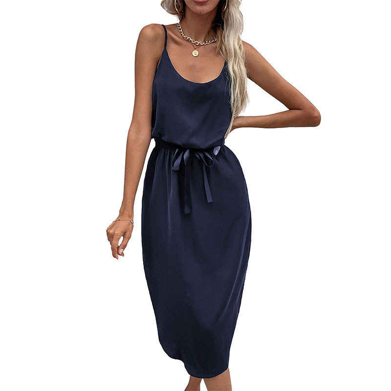 Summer Womens Solid Color Bodycon Dress with Slit Sleeveless Stylish Comfortable Perfect for Parties or Casual