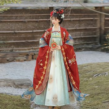 New Tang-Style Embroidered Hanfu Fairy-Like Chest-Length Dress Ancient Costume Set Daily Adult Embroidered Wide-Sleeve Shirt Slimming Hanfu