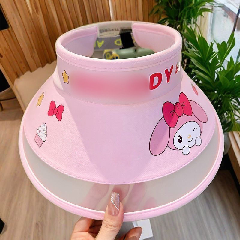 หมวกกันแดดสำหรับเด็กผู้หญิง ขอบกว้าง แบบเปิดด้านบน หมวกกันแดดป้องกันรังสียูวี พร้อมพัดลม