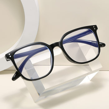 Retro Anti-Blue Light Myopia Glasses Large Frame Slimming Look Plain Trendy Ultra-Light Glasses Frame Student Style Korean Style Square Frame Glasses
