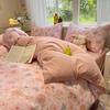 Xinjiang Class a Maternal and Infant Grade Cotton Double-Layer Washed Four-Piece Floral Bed Bed Sheets Bed Quilt Cover Student Dormitory Three-Piece Set
