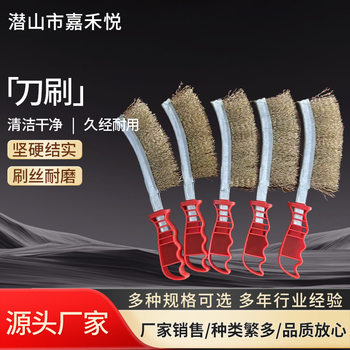 Wire Brush with Handle, Knife Brush, Stainless Steel Wire Brush, Copper-Plated Wire Brush, Rust Removal, Plastic Handle, Barbecue Iron Brush, Cleaning Brush