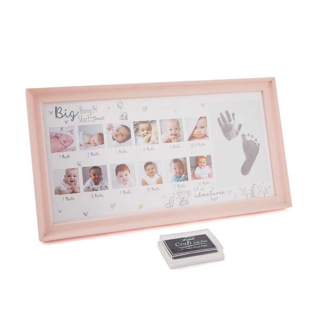 PP Baby 12 Months Hand Footprint Commemorative Photo Frame Infant Year Old Growth Record Creative Photo Frame Cross Border