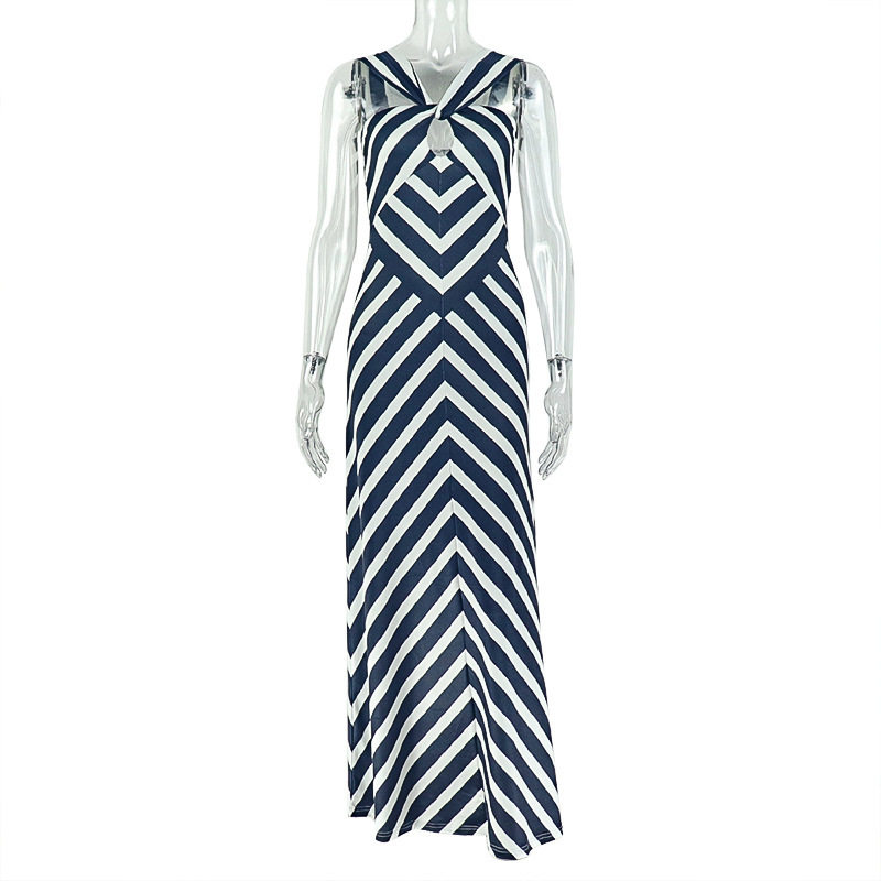 Zebra Print Maxi Dress V Neck Hollow Out Waist Cinching Elegant Casual Wear for Summer Wholesale Available