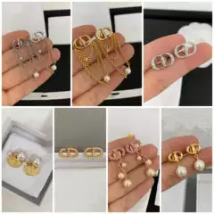 2024 New D&G Large and Small Pearl Rose Gold Stud Earrings D&G Cd Tassel Earrings for Women High Version Factory Wholesale