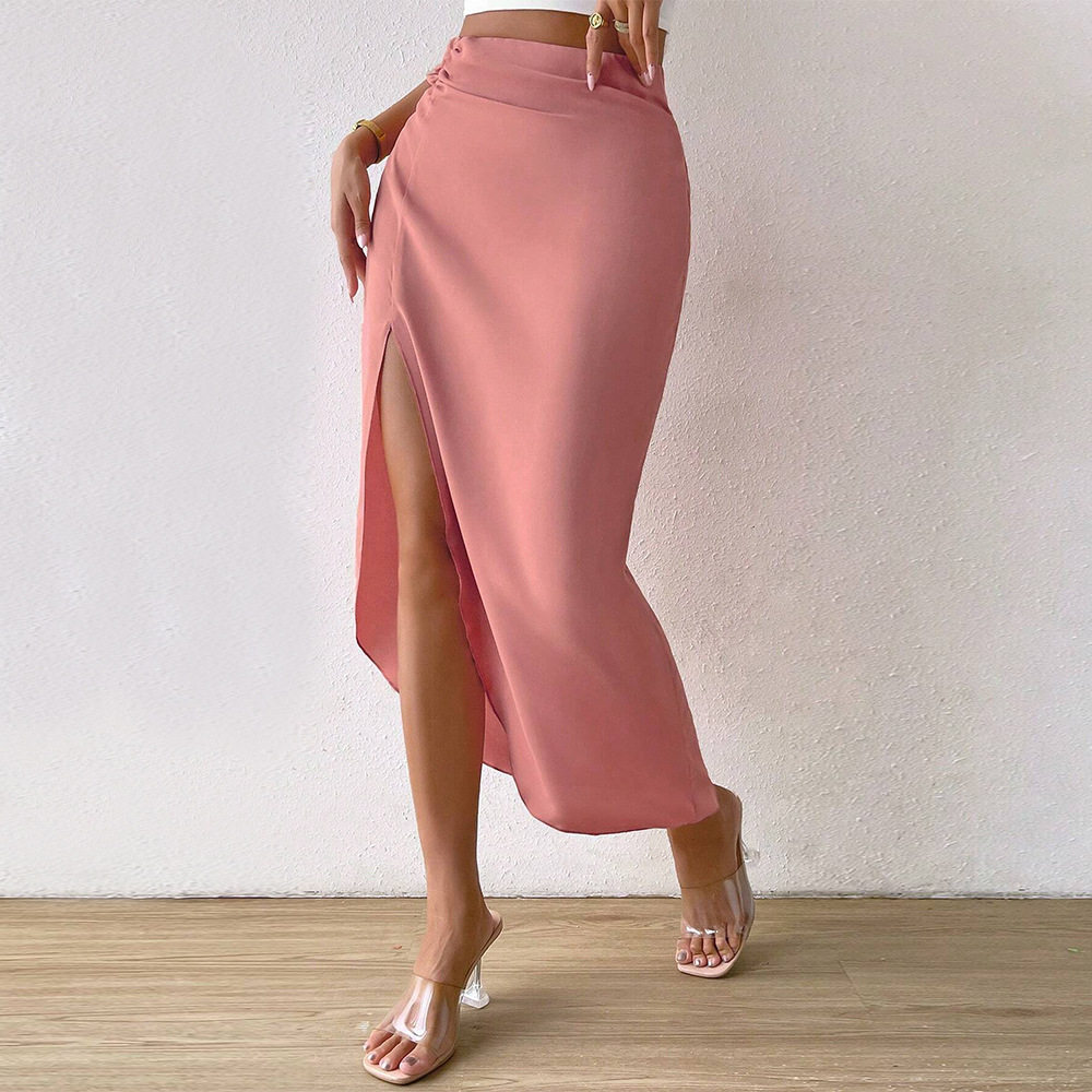 Pink Bodycon Skirt Sexy Split Design Elegant Style Perfect for Office Wear Available for Wholesale