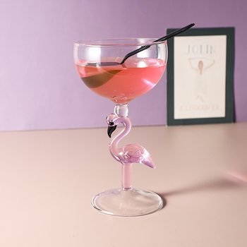 Creative Glass Red Wine Glass Set Pink Flamingo Ice Cream Cup Cocktail Water Wedding Banquet Goblet