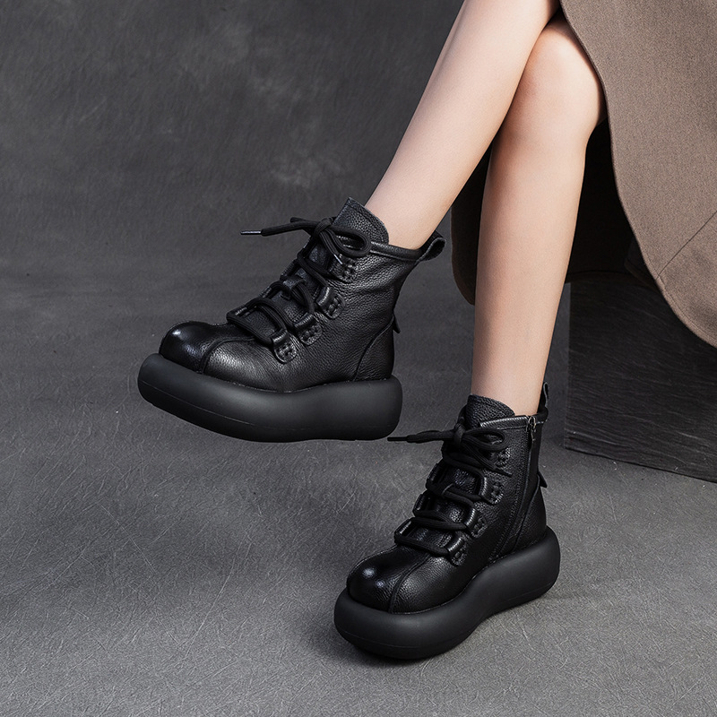 (Mới) Mã B2465 Giá 2670K: Giày Boot Martin Nữ Jiaime Hàng Mùa Xuân Thu Đông Phục Cổ Cổ Điển Đế Cao Giày Dép Nữ Chất Liệu Da Bò G06 Sản Phẩm Mới, (Miễn Phí Vận Chuyển Toàn Quốc).