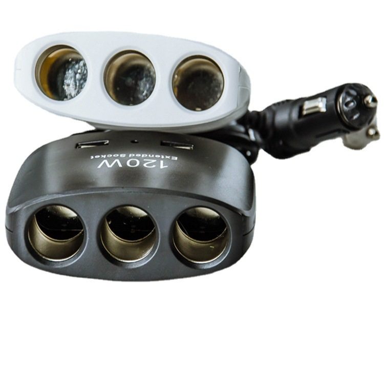 Car cigarette lighter 12-24V plug-in mobile phone charger towing three USB car charging high-power one-three truck