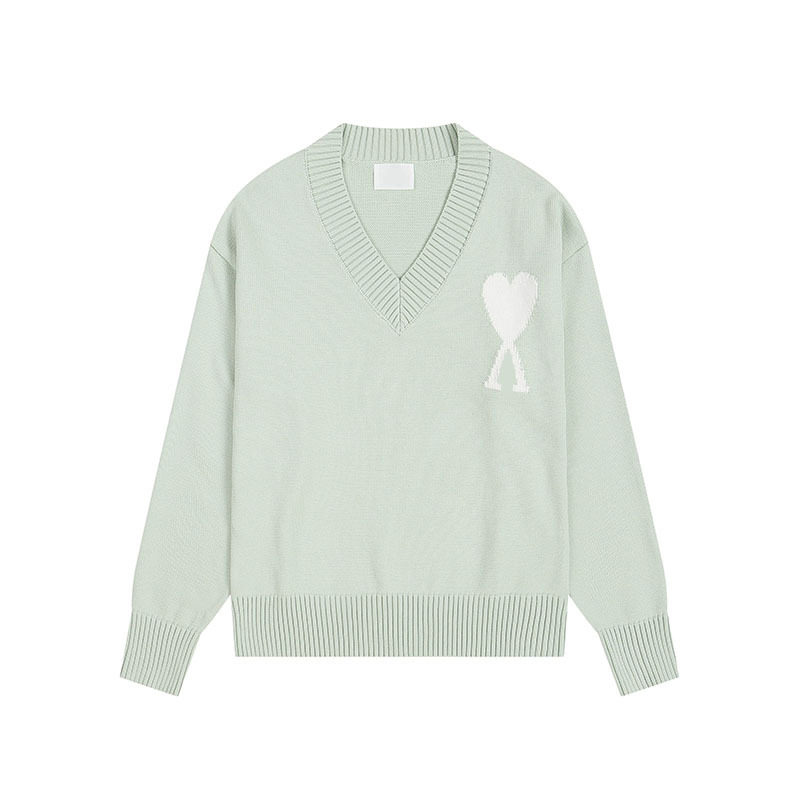 秋冬新款高领爱心毛衣男女条纹青年桃心跨境外贸休闲套头针织衫