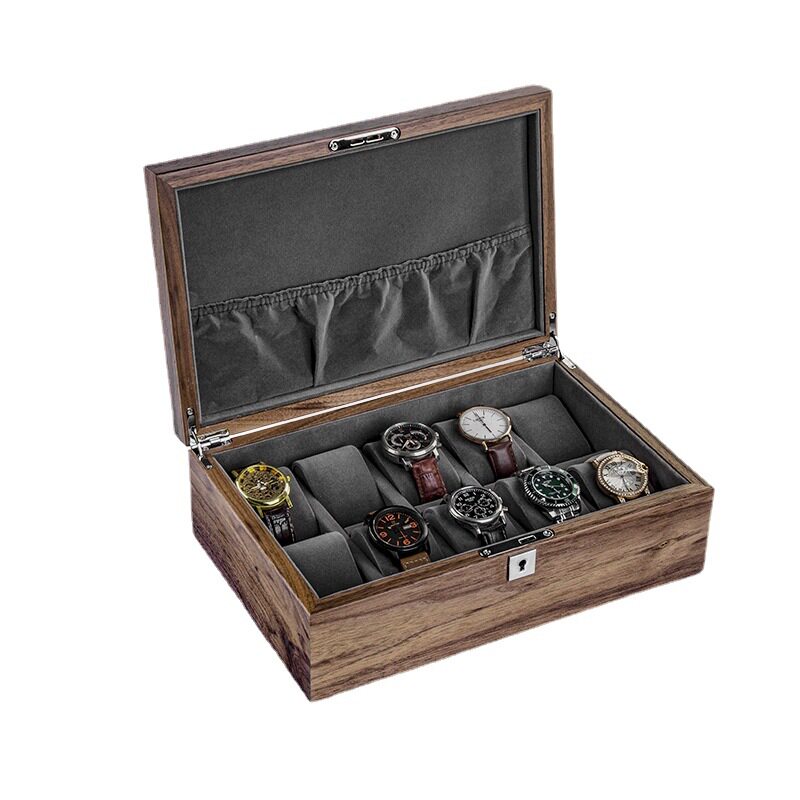 Walnut Wood Watch Storage Box with Lock High Quality Household Simple Watch Jewelry Bracelet Collection Display