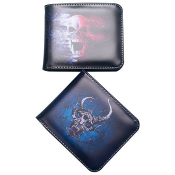 Foreign Trade New Wallet Retro Skull Color Printing Short Small Wallet Portable Fashion Hand Men's Coin Purse