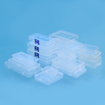Transparent Pp Plastic Box Rectangular Small Box with Hook Stationery Jewelry Packaging Box Fishing Gear Box Manicure Storage Box