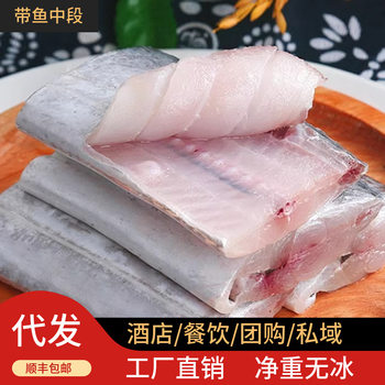 Fresh Frozen Hairtail Fish Middle Section, Large Sea-Caught Hairtail Middle Section, Deep-Sea Fish, Fresh Seafood, Chilled Without Head and Tail