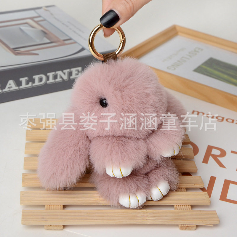 萌萌兔装死兔挂件仿獭兔毛汽车钥匙扣包包挂件小兔子挂件情侣挂件