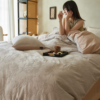 Pure Cotton Thickeneded French Retro Jacquard Four-Piece Set Pure Cotton Quilt Cover Bed Sheetss and Fitted Bed Sheetss Bedding 1.68m