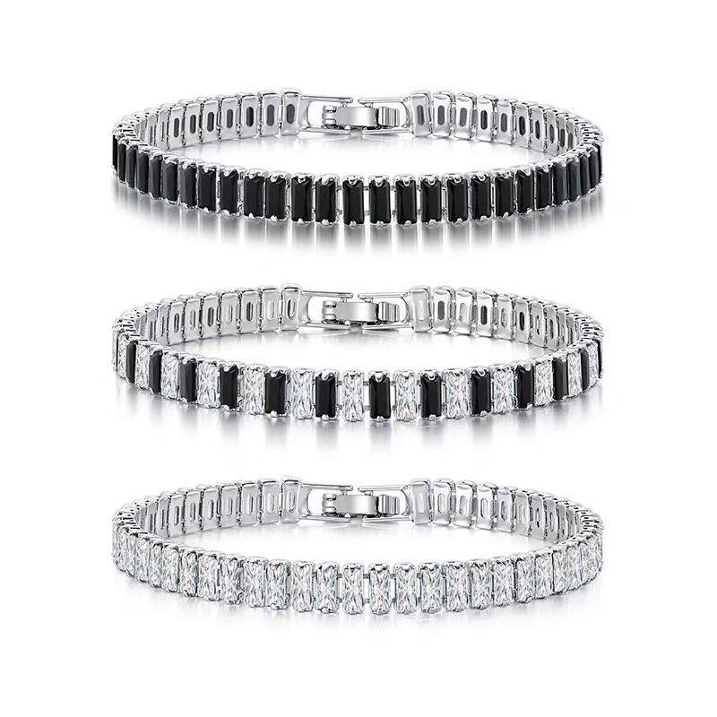 Amazon explosions titanium steel zircon bracelet men Europe and the United States cross-border stainless steel men's tennis bracelet women jewelry wholesale