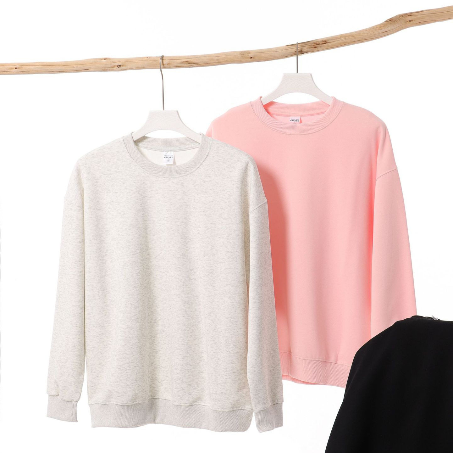 春秋款重磅350g纯棉复合圆领套头卫衣男潮牌纯色简约基础款打底衫