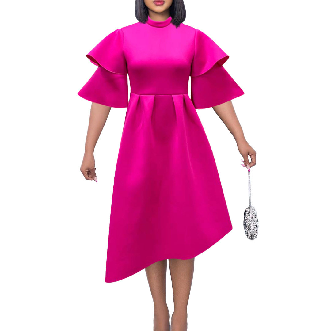 Plus Size Womens A Line Dress Solid Color Double High Neck Elegant Style Perfect for Evening Parties Wholesale