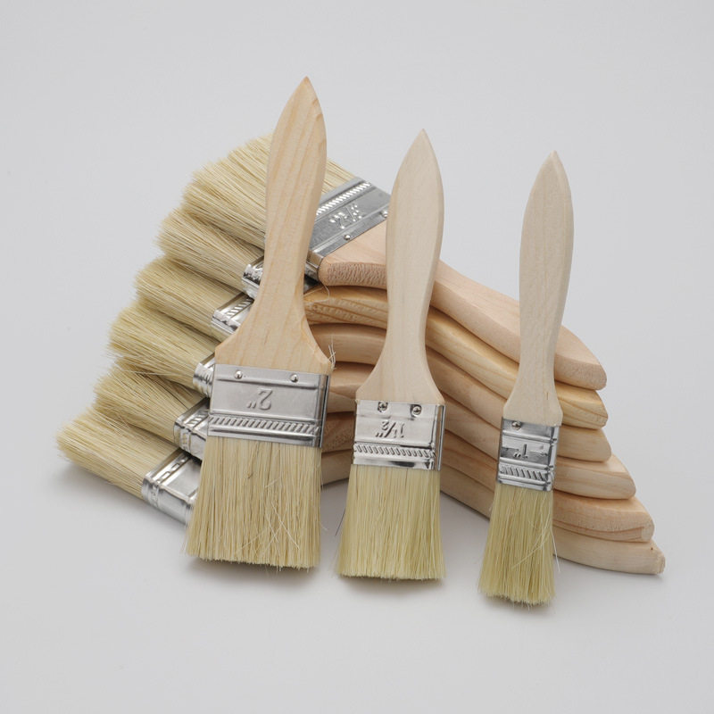 Manufacturer Wholesale Long Handle Thickened Paint Brush Marine Paint Brush Barbecue Brush Industrial Wooden Handle Brush